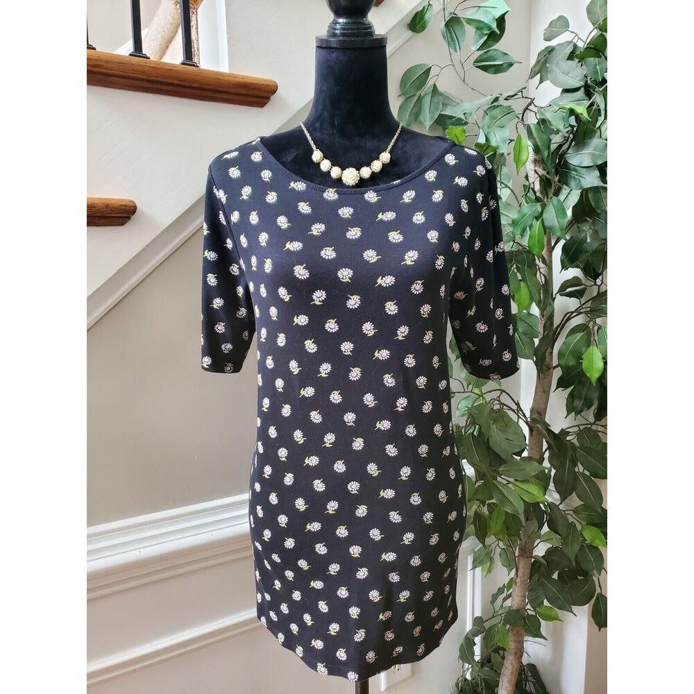 J. Jill Women's Black 100% Pima Cotton Round Neck Half Sleeve Top Blouse Size L